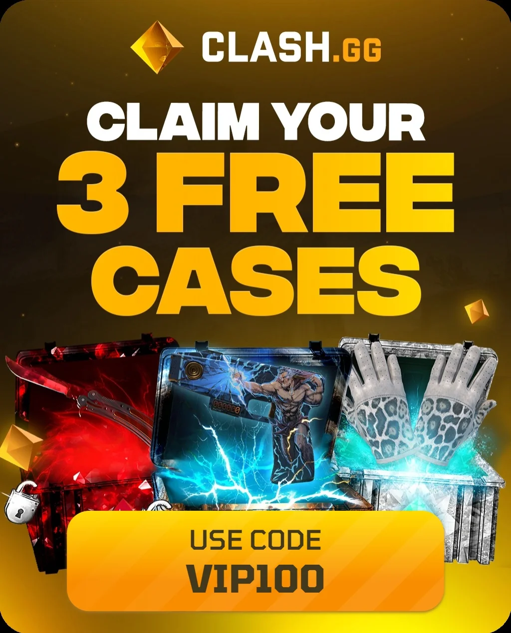 Clash.gg promo code VIP100 - free cases and bonus